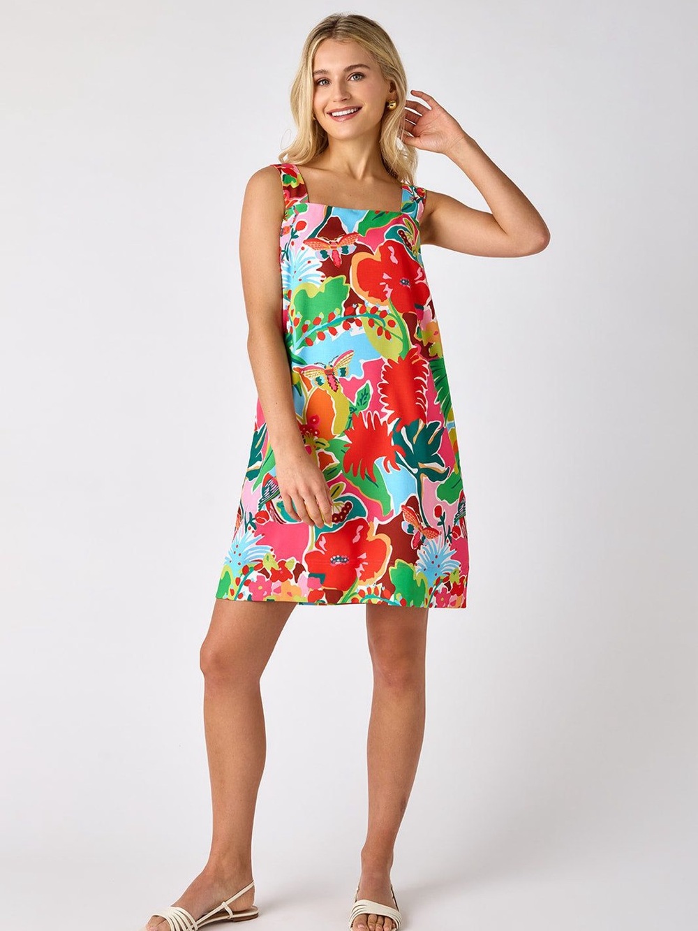 XL CROSBY Warren NEW Dress Tropicana Colorful Retro Resort-wear Vacation Floral